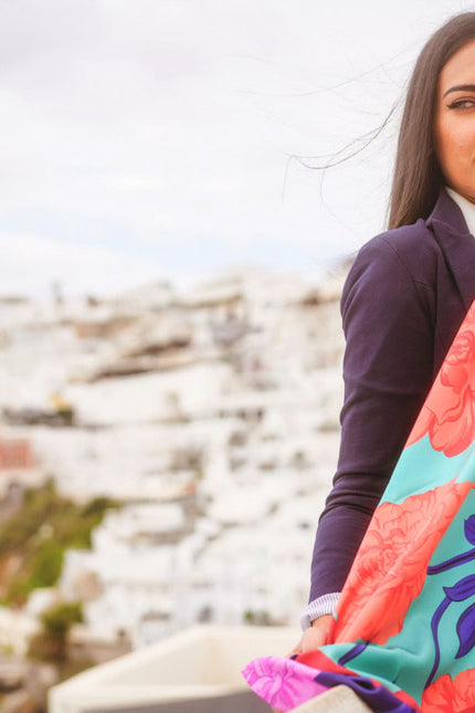 Fetolia | Paeonia Blossoms – Royal Blue Turquoise Scarf