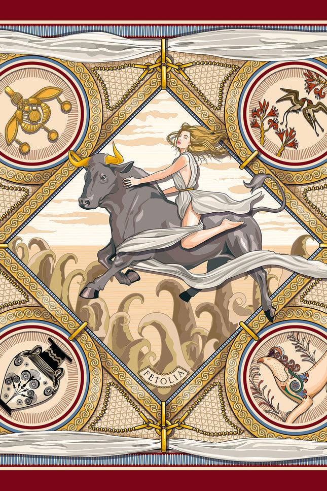 Fetolia | The Abduction of Europa – Bordeaux Beige Scarf