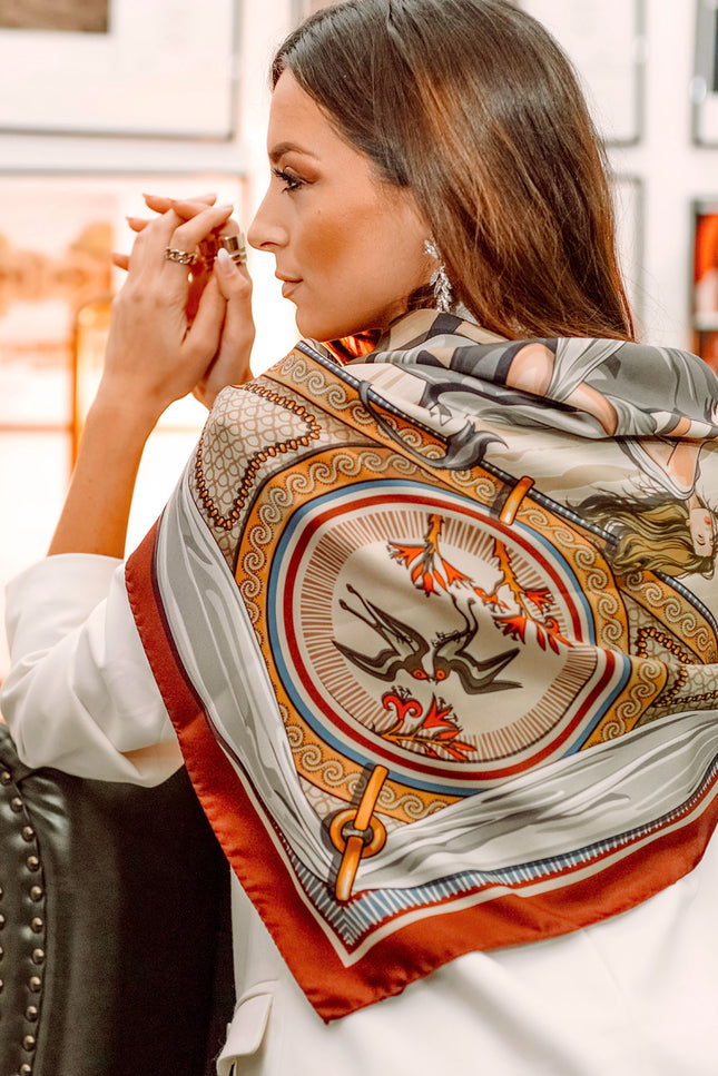 Fetolia | The Abduction of Europa – Bordeaux Beige Scarf
