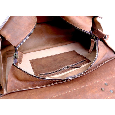 The Dust Company | Leather Duffel Bag In Heritage Brown